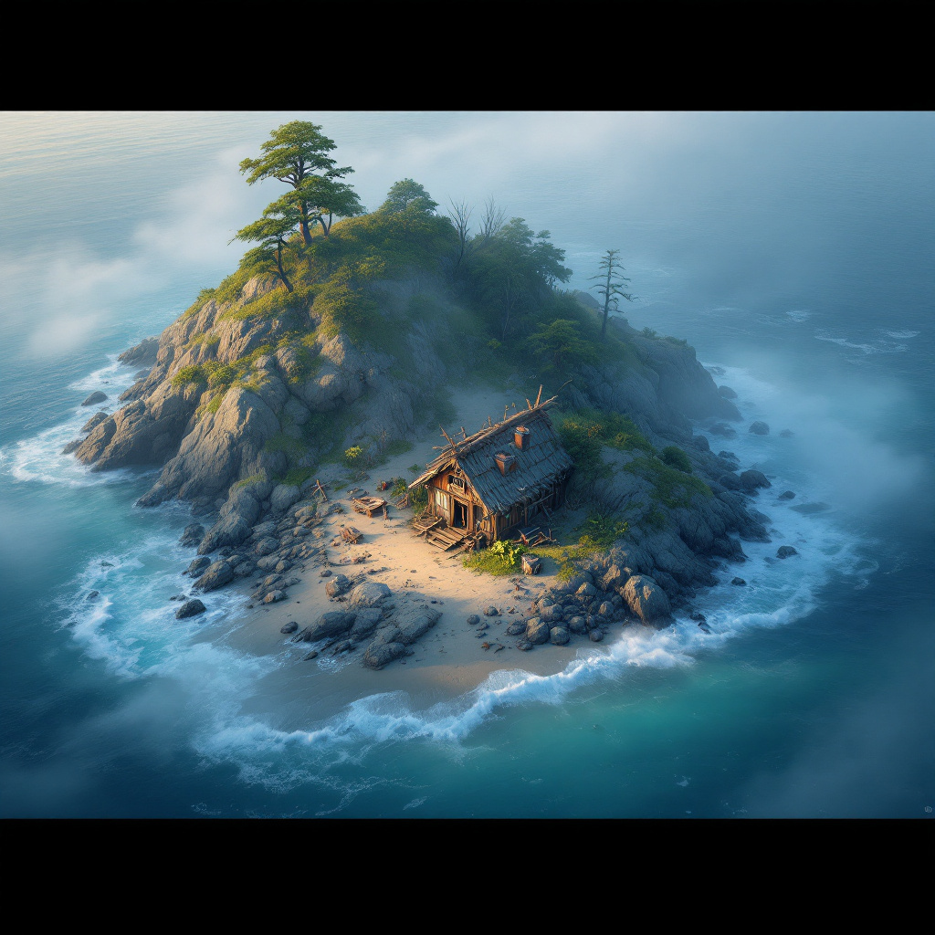 Island aerial at dawn